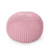 Belle - Modern Knitted Cotton Round Pouf - Pink - Image 3