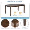 5 Pieces Modern Dining Set, Rectangular Wooden Dining Table With 4 Upholstered Chairs For Kitchen, Dining Room - Walnut - Image 7