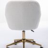 Modern Teddy Fabric Material Adjustable Height 360 Revolving Home Office Chair With Gold Metal Legs And Universal Wheel For Indoor - White - Image 15