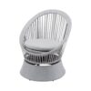 Modern Swivel Wicker Lounge Chair Set With Rattan And Iron Frame, Stylish Round Design For Indoor Or Outdoor Relaxation - Silver Gray - Image 4