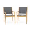 Cordoba - Dining Chair Set With Acacia Wood Frame And Textilen Upholstery (Set of 2) - Teak - Image 9
