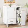 Solid Wood And 24" Bathroom Vanity With Sink, Deep Drawer, Door Shelf, 2 Tier Basket - White - Image 4