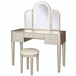 Mirrored Vanity With LED Light,Makeup Vanity Table Set - Champagne