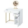 Makeup Vanity Desk With Lighted Mirror, Luxury Dressing Table With 2 Drawers And 1 Cabinet, 3 Lighting Modes Available For Bedroom - White / Gold - Image 14