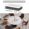 53.15" Modern Artificial Stone Round Carbon Steel Base Dining Table, Can Accommodate 6 People -White / Black - Image 4