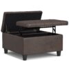 Harrison - Small Square Coffee Table Storage Ottoman - Distressed Brown - Image 3