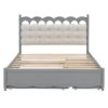 Queen Size Storage Platform Bed, With 2 Big Drawers, Twin Long Size Trundle, One Set Of Sockets & USB Ports - Gray - Image 4