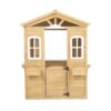 Wooden Playhouse For Kids Outdoor With Working Door, Windows, Mailbox, Flowers Pot Holder - Natural - Image 8