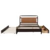 Queen Size Storage Platform Bed, With 2 Big Drawers, Twin Long Size Trundle - Walnut - Image 7