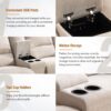 Modern Manual Reclining Living Room Furniture Set With USB Ports, Hidden Storage, Led Light Strip And 2 Cup Holders - Cream - Image 5