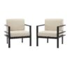 Modern 3 Piece Outdoor Patio Seating Set With Aluminum Frame And Weather Resistant Cushions - Beige / Gray - Image 5