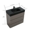 Alice - 36" Bathroom Vanity With Sink, Large Storage Freestanding Bathroom Vanity For Modern Bathroom, One-Piece Black Sink Basin Without Drain And Faucet - Black / Gray - Image 4