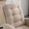Accent Rocking Chair With Footrest High Back Rubber Wood Rocking Legs Bedroom Living Space - Beige - Image 3