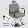 Premium Reclining Barber Chair Salon Chair For Hair Stylist With Heavy Duty Hydraulic Pump, 360° Rotation, Tattoo Chair Shampoo Beauty Salon Equipment, Max Load Weight 400 Lbs - Gray - Image 5