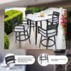 Modern Outdoor Swivel Bar Chairs, 360 Degree Rotation, Ergonomic Backrest, Armrests & Sunbrella Cushions, Weather Resistant (Set of 2) - Ember Black - Image 6