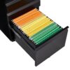 Contemporary 3 Drawer Mobile Filing Cabinet With Lock, Metal Office Storage For Legal / Letter Size - Black - Image 17