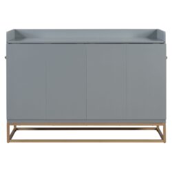 Queen Size Murphy Bed With Iron Legs, Modern Design - Gray