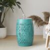 Ruby - Mosaic Style Side Table With Ceramic Tile And Iron Frame - Teal - Image 5
