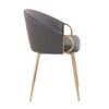 Claire - Contemporary / Glam Chair (Set of 2) - Gold / Gray - Image 3