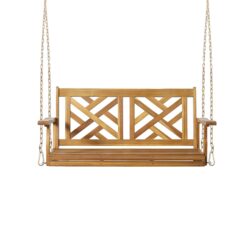 Alejandro - Exotic Acacia Wood Porch Swing With Slat Panel Seating - Teak