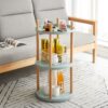 Storage Shelf, 360° Rotating Bookshelf, 3 Tier Bookcase With Large-Capacity Storage Space, Multifunctional Storage Rack, Compact Design For Living Room - Natural - Image 7