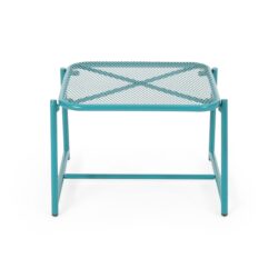 Outdoor Side Table With Mesh Design - Teal