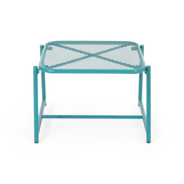 Outdoor Side Table With Mesh Design - Teal