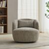 Upholstered Metal Base 360 Degree Swivel Barrel Soft Chair With Pillow, For Club, Living Room, Bedroom, Office As Well As Reading Armchair - Light Gray - Image 4