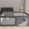 Fabric Baby Playpen, Baby Fence Play Area With Anti Slip Base - Gray - Image 9