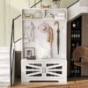 Entryway Bench With Coat Rack, 3 In 1 Design And Adjustable Shelves, Hall Tree With 7 Hooks For Entrance, Living Room - White - Image 9
