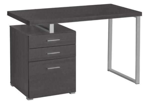 Computer Desk For Home Office, Laptop, Left, Right Set - Up, Storage Drawers, Contemporary & Modern - Gray
