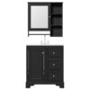 Bathroom Vanity With Sink, Modern Elegant Bathroom Storage Cabinet With 3 Drawers And Adjustable Shelves, Freestanding Vanity Set With Mirror Cabinet, Single Sink Bathroom Vanity - Black - Image 10