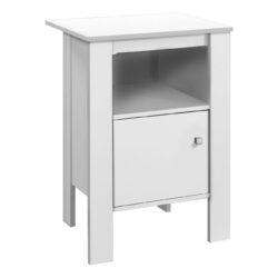Accent Nightstand Side Table, Storage, Transitional - White