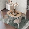 5 Piece Farmhouse Dining Table Set Wood Round Extendable Dining Table And 4 Upholstered Dining Chairs - Oak Natural / Antique White - Image 3