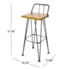 Dione Outdoor Industrial Acacia Wood Bar Set With Metal Frame And Slat Paneling - Brown - Image 7