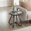 2 Piece Tempered Glass Surface Coffee Table Set, Decor Coffee Table Round End Side Table With Sturdy Construction For Living Room (Rustic) - Black - Image 12