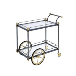 Cyrus - Clear Glass Serving Cart - Black / Gold