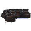 Manual Reclining Sectional Sofa Set L Shaped Symmetrical Motion Sofa Corner Couch Sets With Storage Boxes, 4 Cup Holders And LED Light Strip For Living Room - Black / Brown - Image 15