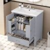 Vintage Style 30" Bathroom Vanity With Sink, Multi Functional Storage, Soft Closing Door - Gray - Image 4