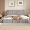 Queen Size Upholstered Platform Bed, Polyester - Gray - Image 13
