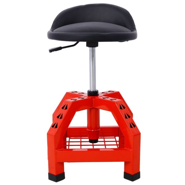 Pneumatic 360 Degree Swivel Stool, Mechanics Rolling Creeper Seat, Heavy Duty Rolling Mechanics Stool, Shop Stool With Casters - Red / Black