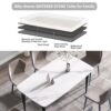63" Modern Artificial Stone White Curved Black Metal Leg Dining Table, 6 People - White - Image 9