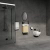 Modern 16" Bathroom Vanity Sink Combo With Ceramic Sink And Cabinet For Small Spaces - Oak - Image 2