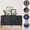Modern Lacquered 4 Door Wooden Cabinet Sideboard Buffet Server Cabinet Storage Cabinet, For Living Room, Entryway, Hallway, Office, Kitchen And Dining Room - Distressed Black - Image 6
