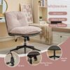 Oversize Seat Cirss Cross Chair With Wheels, Elegant Design Computer Chair, Adjustable Height 360 Degree Rolling Swivel Home Office Chair For Small Space, Dressing Room, Living Room - Pink / Gray - Image 2