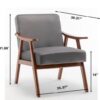 Accent Chair, Classic Mid Century Modern For Extra Seating - Gray - Image 6