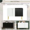 Modern Simple & Luxury Style Sideboard Particle Board & Board Cabinet With Gold Metal Legs & Handles, Adjustable Shelves For Living Room, Dining Room - Black - Image 7