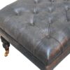 Buffalo - Leather Ottoman With Castor Legs - Black - Image 6