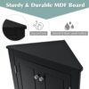Triangle Bathroom Storage Cabinet With Adjustable Shelves, Freestanding Floor Cabinet For Home Kitchen - Black - Image 5