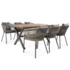 7 Pieces Patio Dining Set, All-Weather Outdoor Furniture Set With Dining Table And Chairs, Acacia Wood Tabletop, Metal Frame, For For Garden, Backyard, Balcony - Gray - Image 13